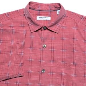 Tommy Bahama Coconut Point Shirt Mens L Wild Geranium Concord Plaid Island